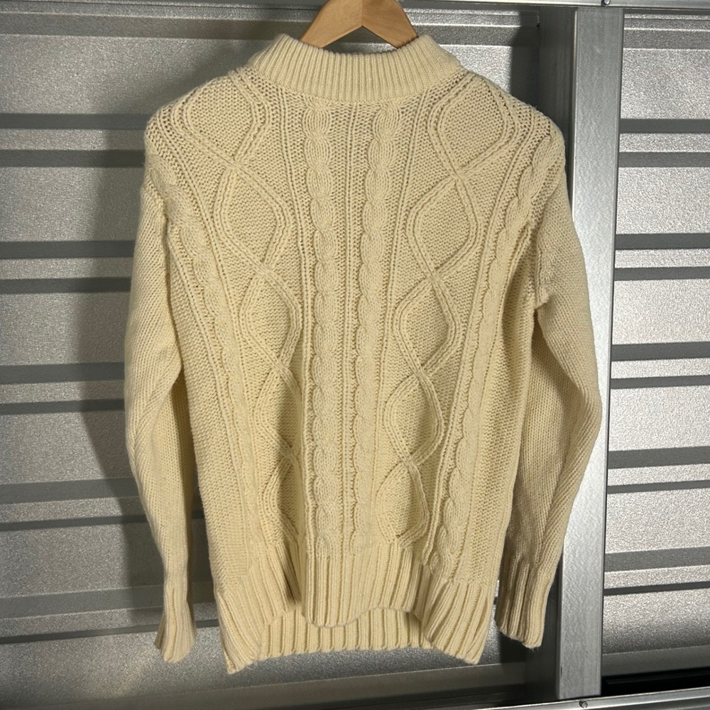 VINTAGE Cable Knit Sweater Womens XL Cream Fisherman Cottagecore Preppy